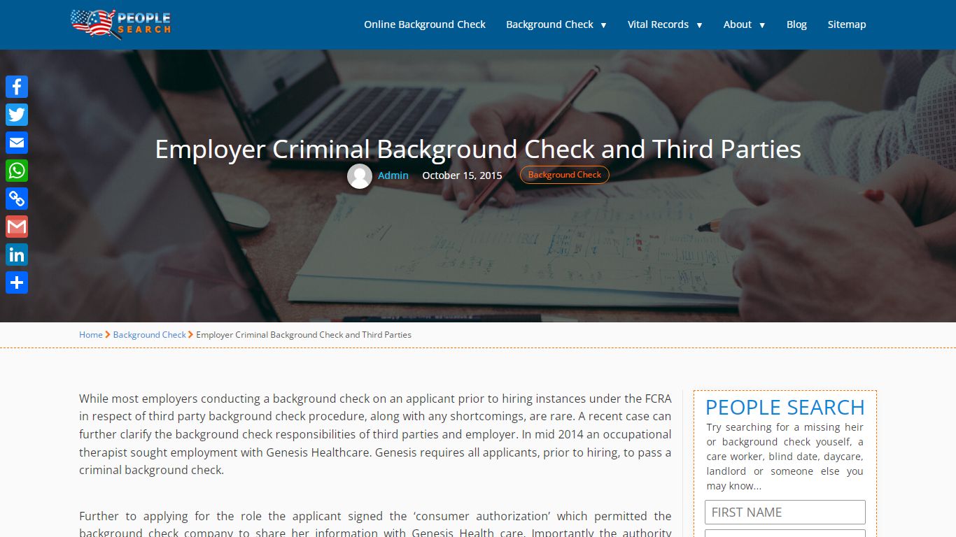 Employer Criminal Background Check and Third Parties - Probate Research