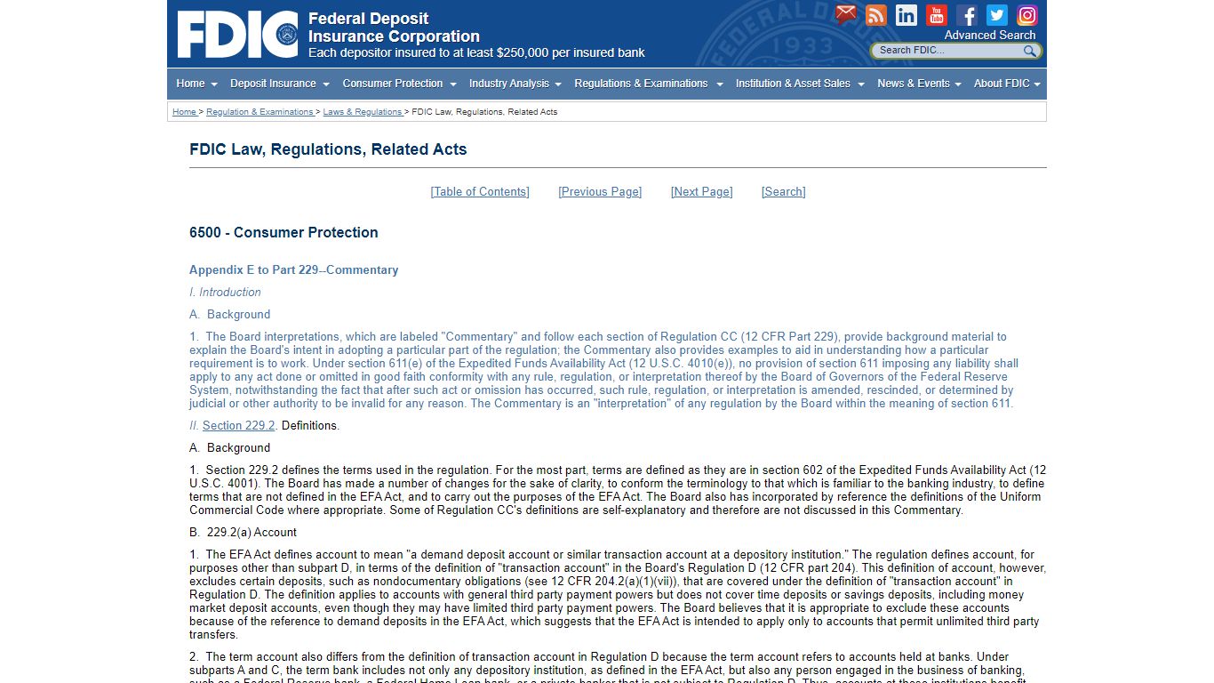 FDIC Law, Regulations, Related Acts - Consumer Protection